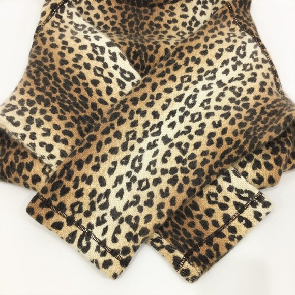 Mock Neck Leopard Print Wool Blend Sweater - Picture 3 of 6